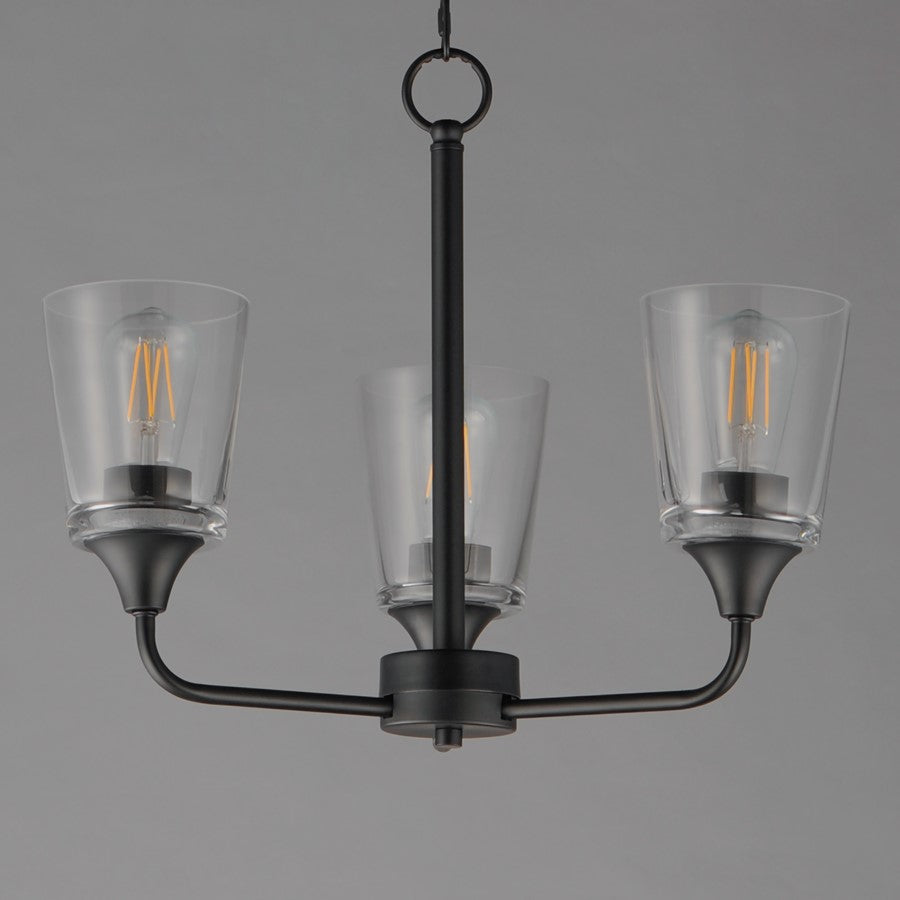 Maxim Lighting Hudson 3Lt 15.25" Single-Tier Chandelier, Black/Clear