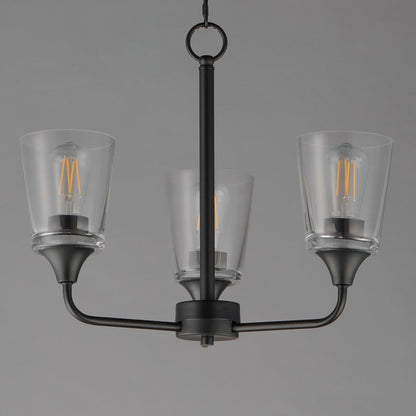 Maxim Lighting Hudson 3Lt 15.25" Single-Tier Chandelier, Black/Clear