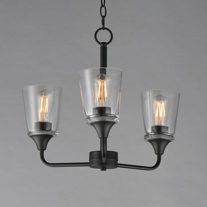 Maxim Lighting Hudson 3Lt 15.25" Single-Tier Chandelier, Black/Clear