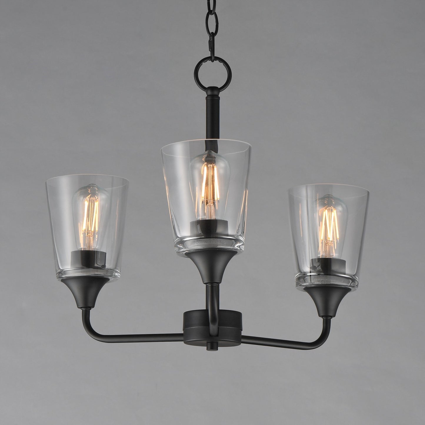 Maxim Lighting Hudson 3Lt 15.25" Single-Tier Chandelier, Black/Clear