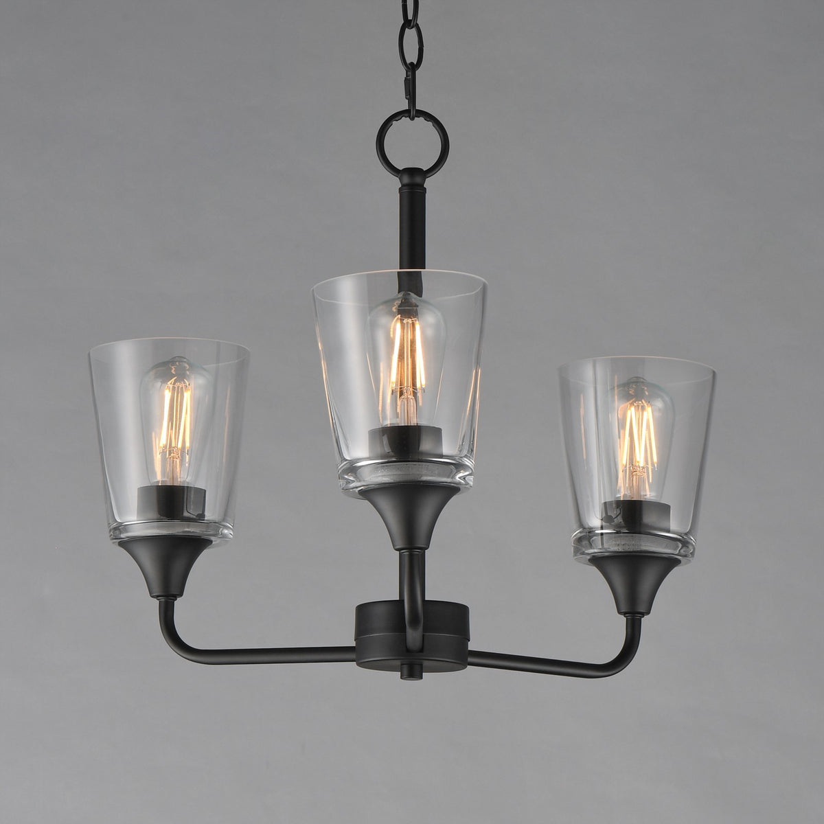 Maxim Lighting Hudson 3Lt 15.25" Single-Tier Chandelier, Black/Clear