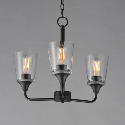 Maxim Lighting Hudson 3Lt 15.25" Single-Tier Chandelier, Black/Clear
