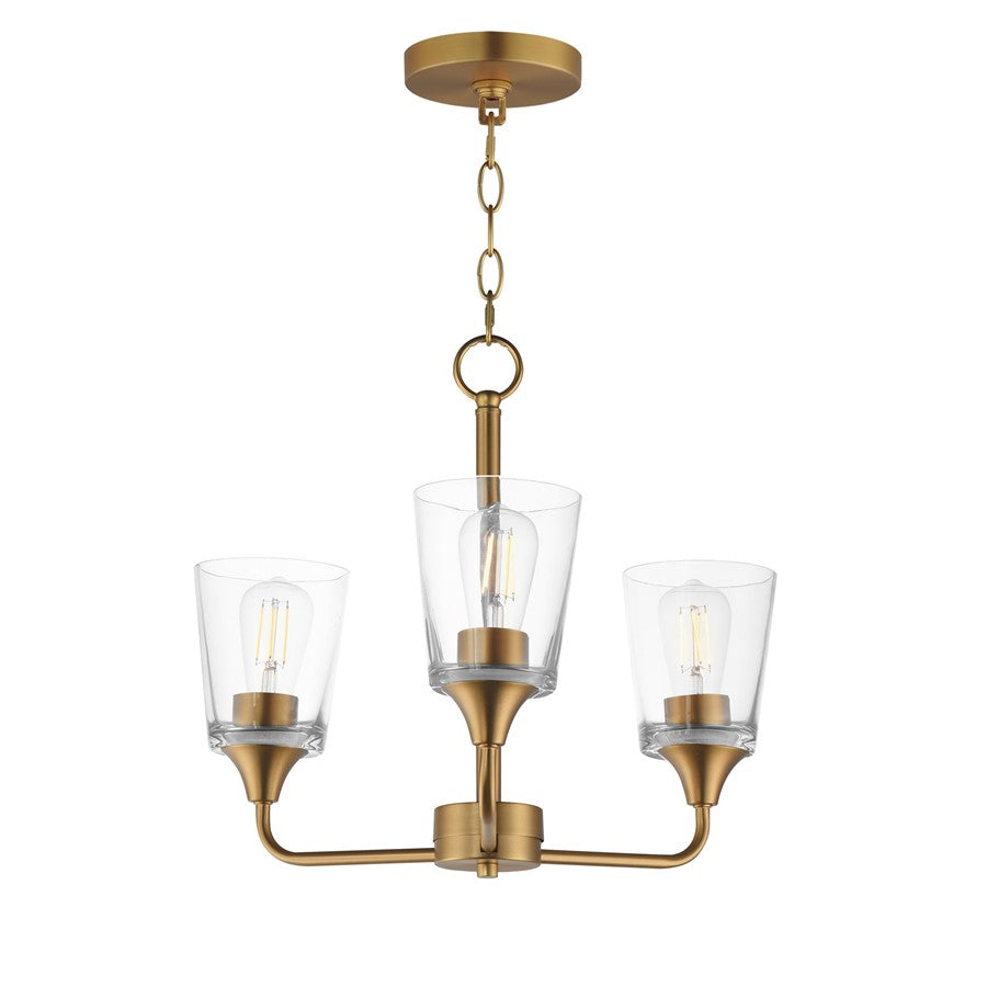 Maxim Lighting Hudson 3Lt 15.25" Single-Tier Chandelier, Brs/Clear - 12873CLNAB