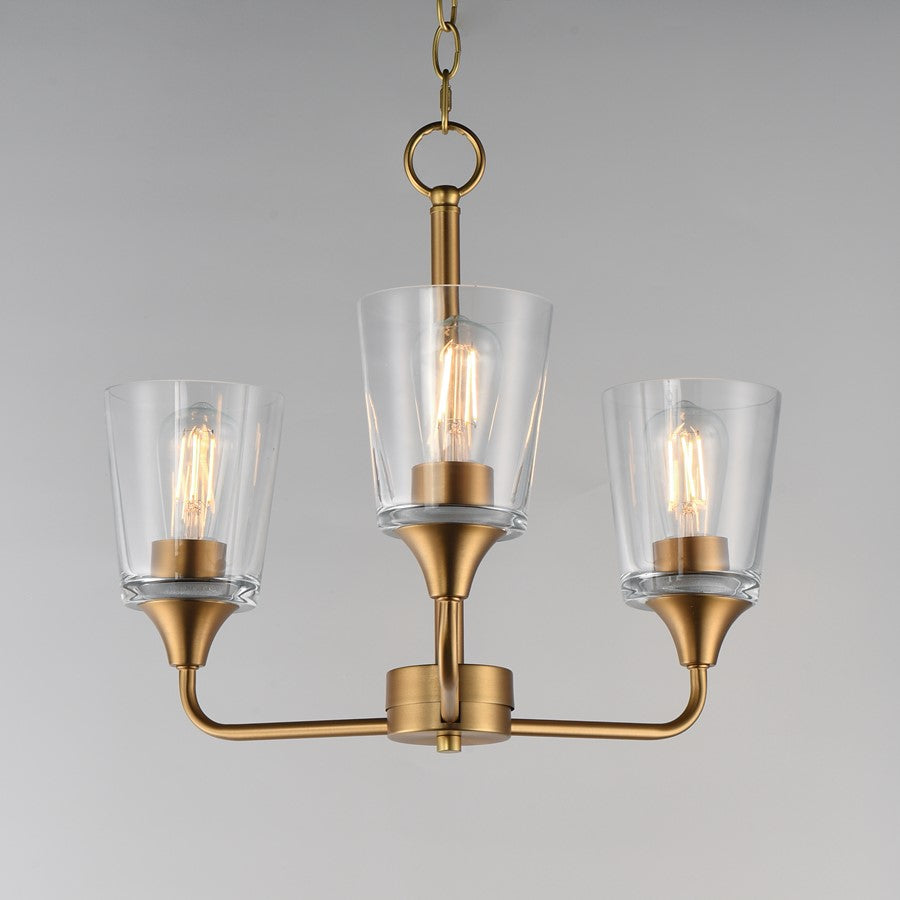 Maxim Lighting Hudson 3Lt 15.25" Single-Tier Chandelier, Brs/Clear
