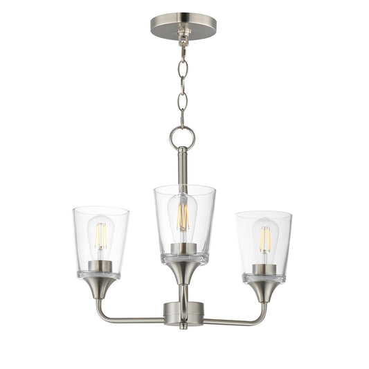 Maxim Lighting Hudson 3Lt 15.25" Single-Tier Chandelier, Nk/Clear