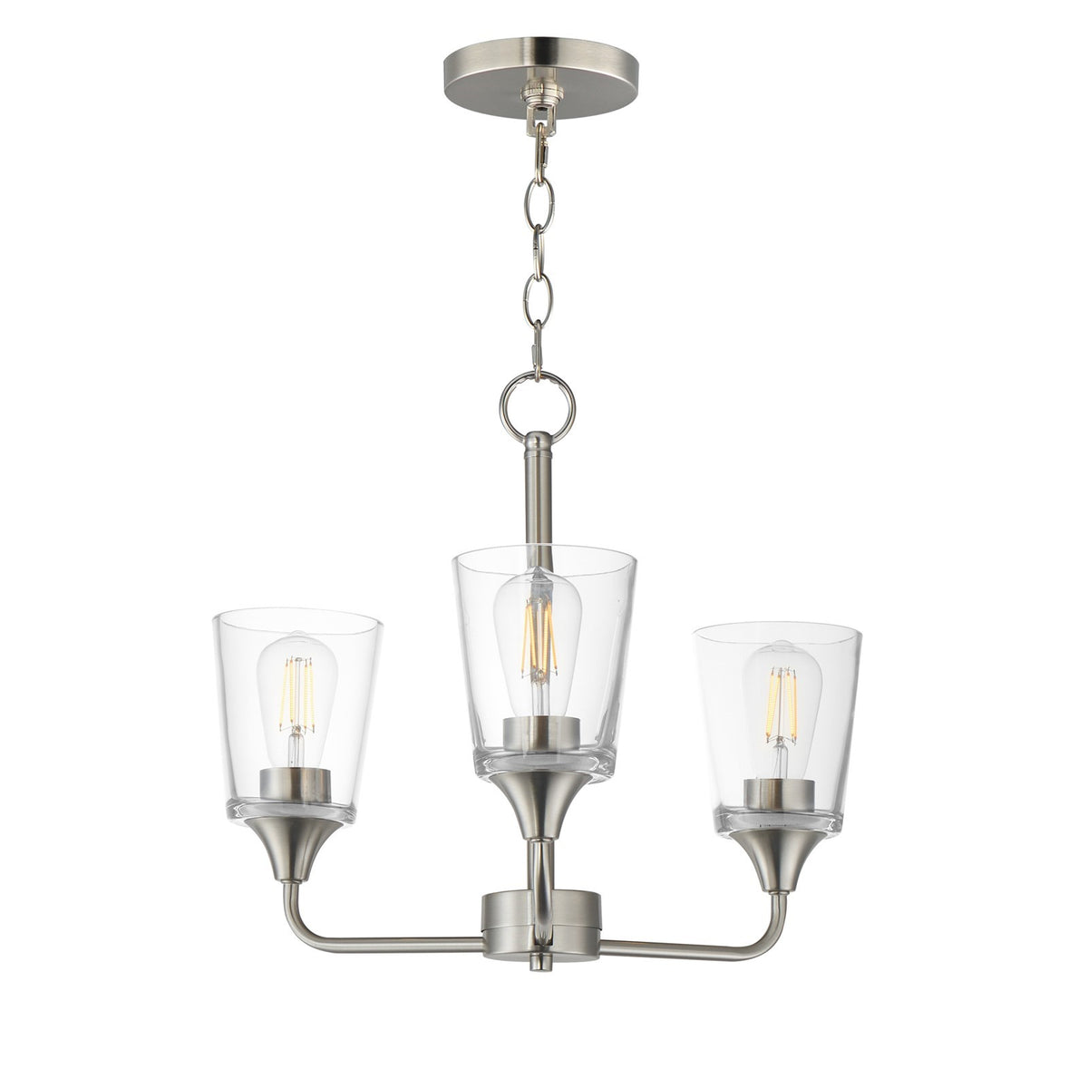Maxim Lighting Hudson 3Lt 15.25" Single-Tier Chandelier, Nk/Clear
