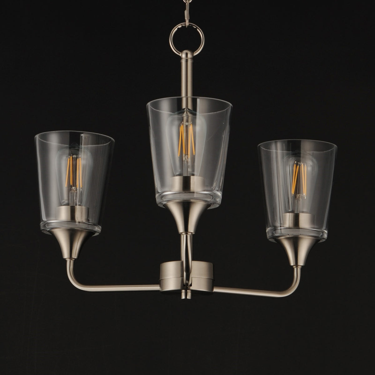 Maxim Lighting Hudson 3Lt 15.25" Single-Tier Chandelier, Nk/Clear