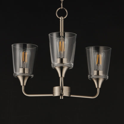 Maxim Lighting Hudson 3Lt 15.25" Single-Tier Chandelier, Nk/Clear