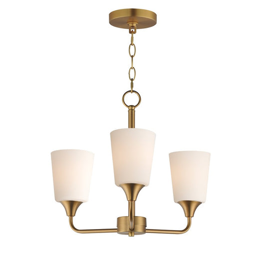 Maxim Lighting Hudson 3Lt 15.25" Single-Tier Chandelier, Brs/Wht - 12873SWNAB