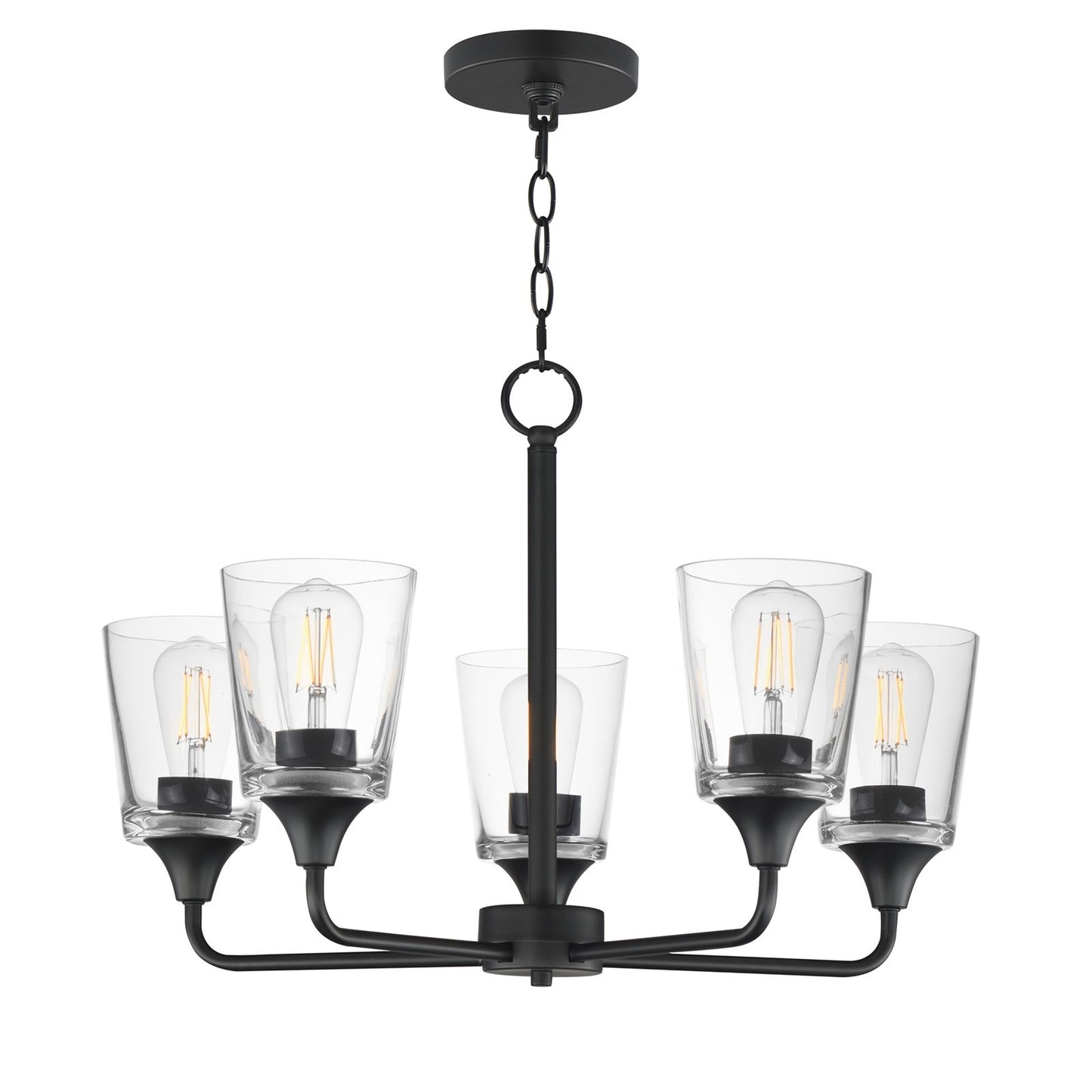 Maxim Lighting Hudson 5Lt 15.25" Single-Tier Chandelier, Black/Clear
