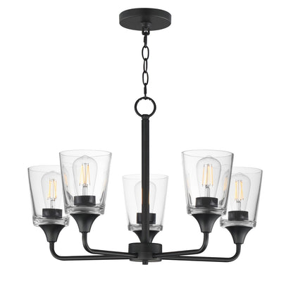 Maxim Lighting Hudson 5Lt 15.25" Single-Tier Chandelier, Black/Clear