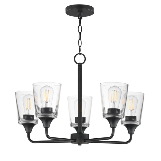 Maxim Lighting Hudson 5Lt 15.25" Single-Tier Chandelier, Black/Clear