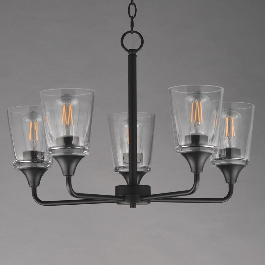 Maxim Lighting Hudson 5Lt 15.25" Single-Tier Chandelier, Black/Clear