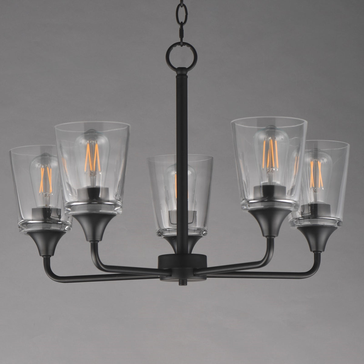 Maxim Lighting Hudson 5Lt 15.25" Single-Tier Chandelier, Black/Clear
