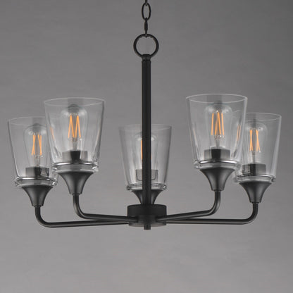 Maxim Lighting Hudson 5Lt 15.25" Single-Tier Chandelier, Black/Clear