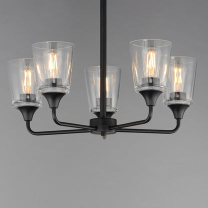 Maxim Lighting Hudson 5Lt 15.25" Single-Tier Chandelier, Black/Clear