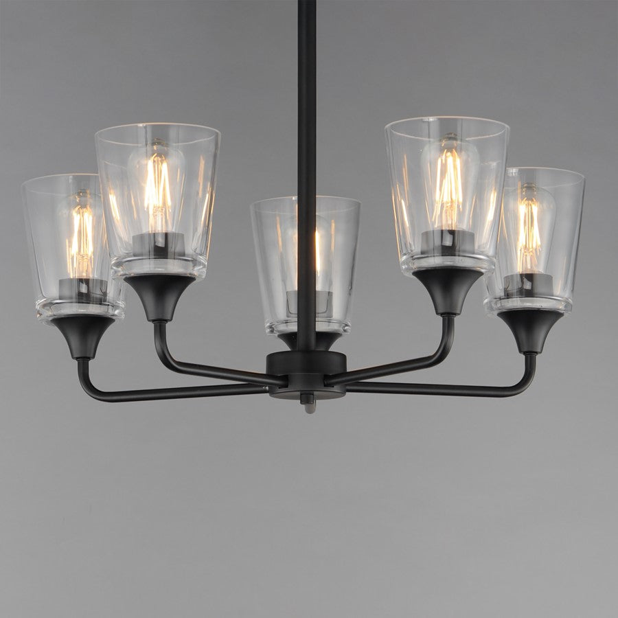 Maxim Lighting Hudson 5Lt 15.25" Single-Tier Chandelier, Black/Clear