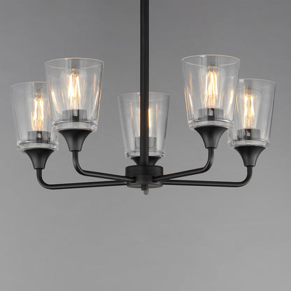 Maxim Lighting Hudson 5Lt 15.25" Single-Tier Chandelier, Black/Clear