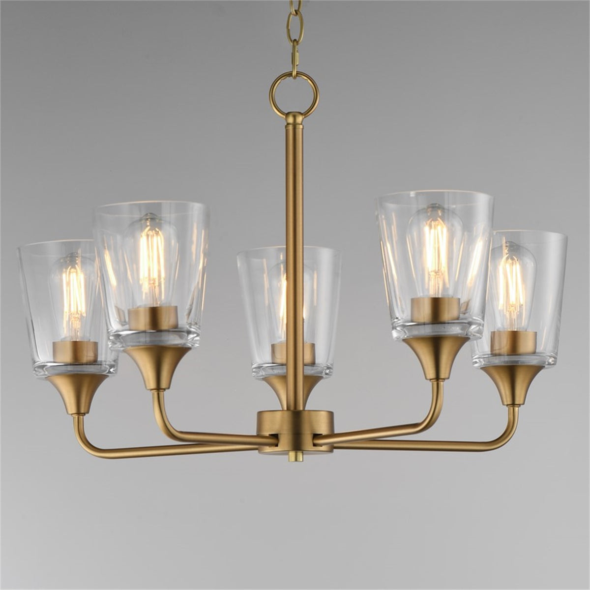 Maxim Lighting Hudson 5Lt 15.25" Single-Tier Chandelier, Brs/Clear