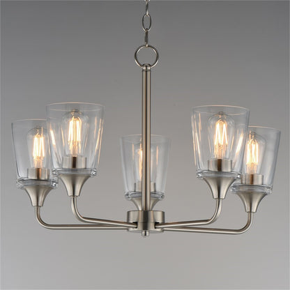 Maxim Lighting Hudson 5Lt 15.25" Single-Tier Chandelier, Nk/Clear