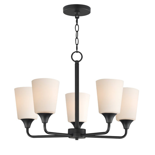 Maxim Lighting Hudson 5Lt 15.25" Single-Tier Chandelier, Black/White - 12875SWBK