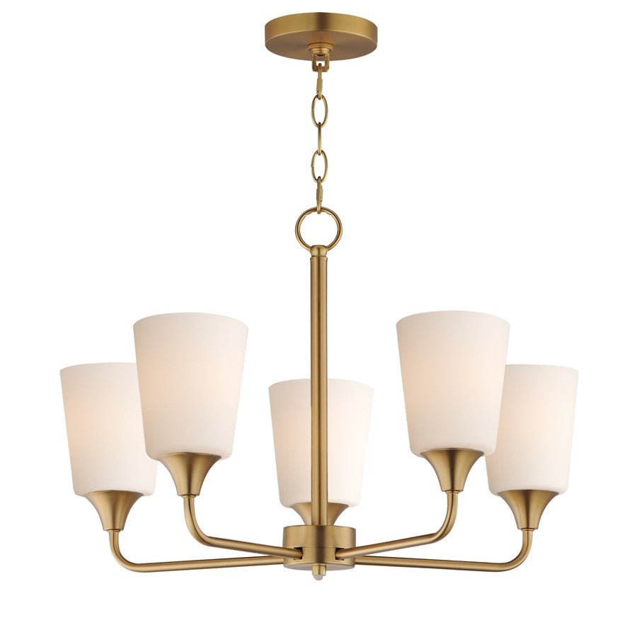 Maxim Lighting Hudson 5Lt 15.25" Single-Tier Chandelier, Brs/Wht - 12875SWNAB