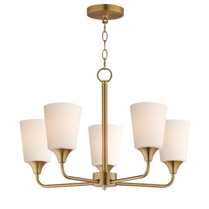 Maxim Lighting Hudson 5Lt 15.25" Single-Tier Chandelier, Brs/Wht - 12875SWNAB