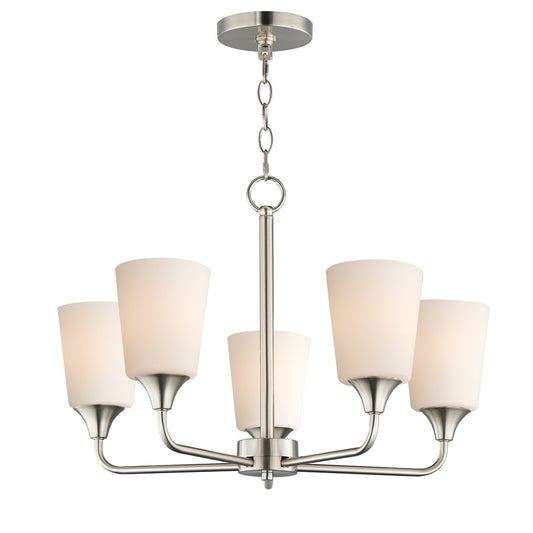 Maxim Lighting Hudson 5Lt 15.25" Single-Tier Chandelier, Nk/Wht - 12875SWSN