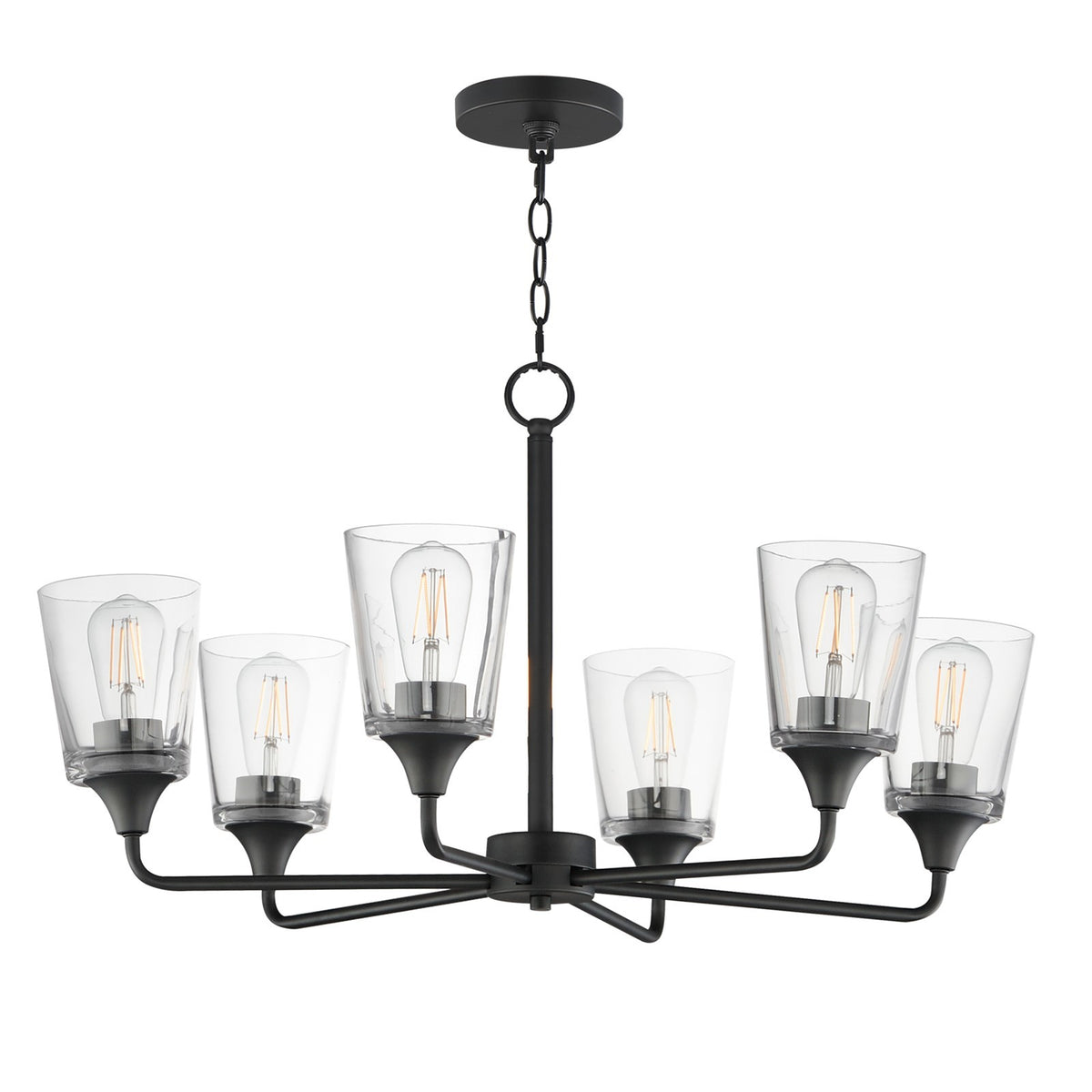 Maxim Lighting Hudson 6Lt 19.25" Single-Tier Chandelier, Black/Clear