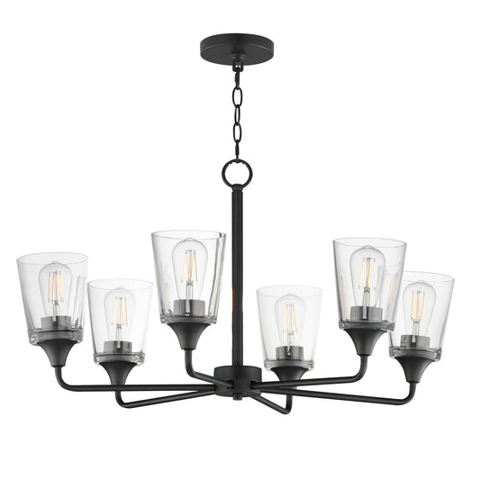 Maxim Lighting Hudson 6Lt 19.25" Single-Tier Chandelier, Black/Clear