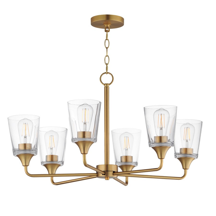Maxim Lighting Hudson 6Lt 19.25" Single-Tier Chandelier, Brs/Clear - 12876CLNAB