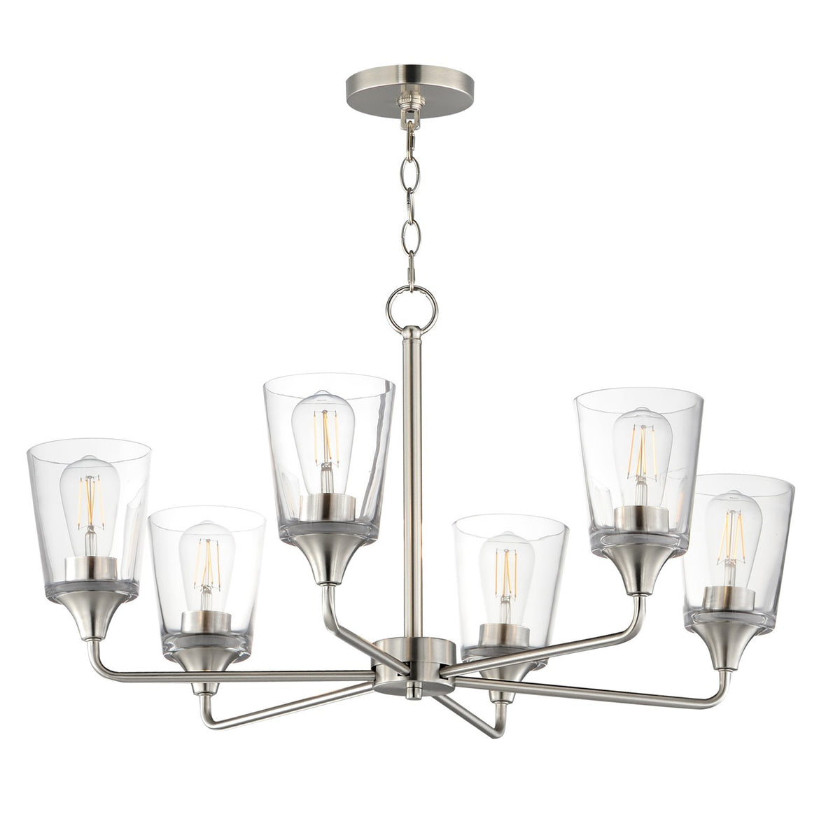 Maxim Lighting Hudson 6Lt 19.25" Single-Tier Chandelier, Nk/Clear