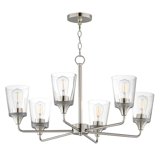 Maxim Lighting Hudson 6Lt 19.25" Single-Tier Chandelier, Nk/Clear