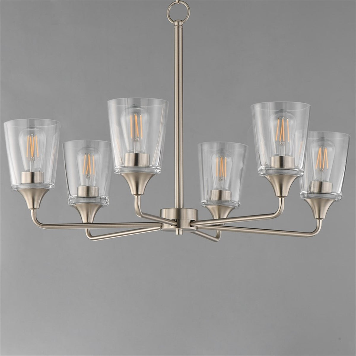 Maxim Lighting Hudson 6Lt 19.25" Single-Tier Chandelier, Nk/Clear