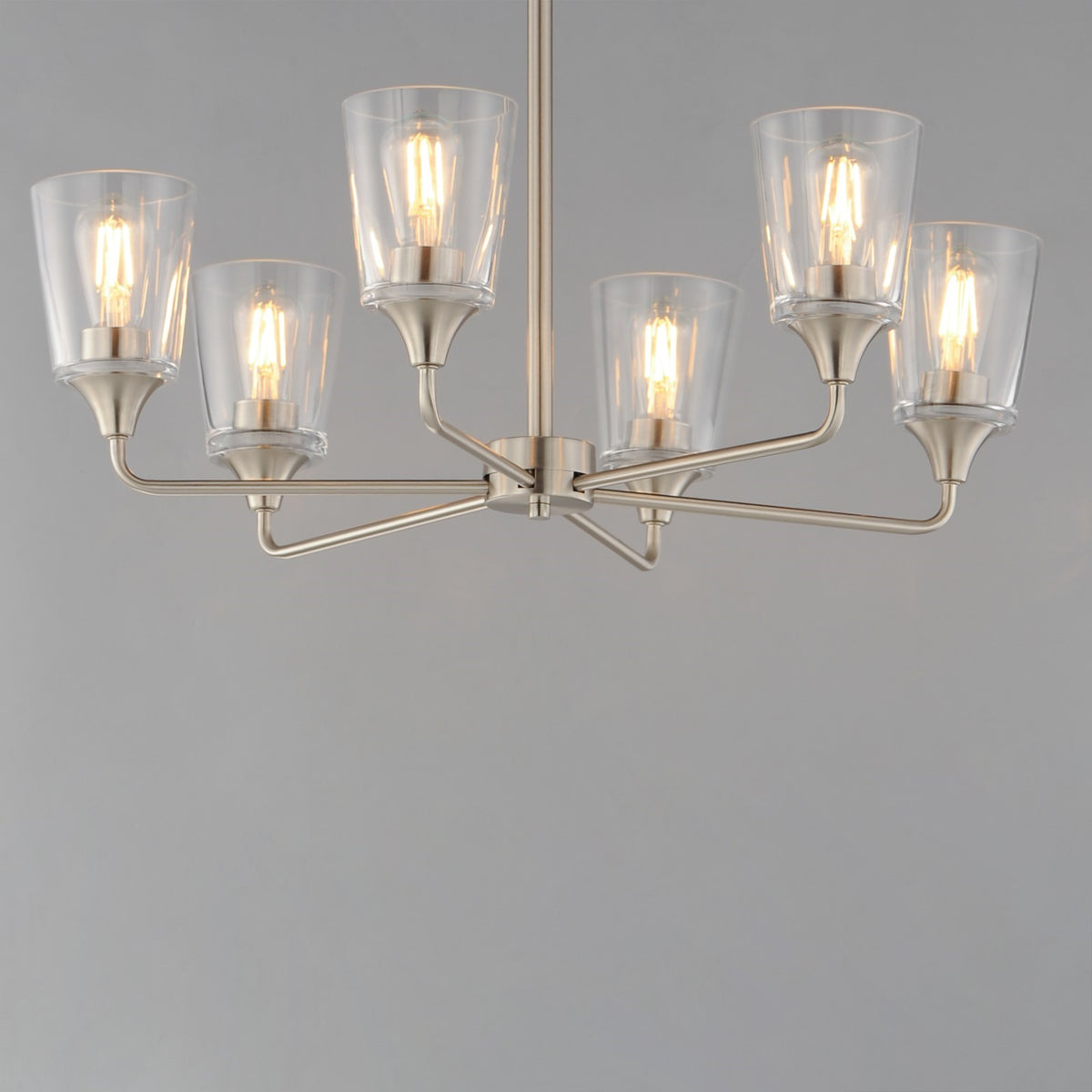Maxim Lighting Hudson 6Lt 19.25" Single-Tier Chandelier, Nk/Clear