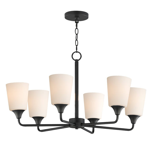 Maxim Lighting Hudson 6Lt 19.25" Single-Tier Chandelier, Black/White - 12876SWBK