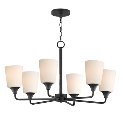 Maxim Lighting Hudson 6Lt 19.25" Single-Tier Chandelier, Black/White