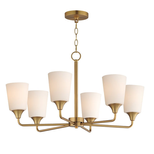 Maxim Lighting Hudson 6Lt 19.25" Single-Tier Chandelier, Brs/Wht - 12876SWNAB