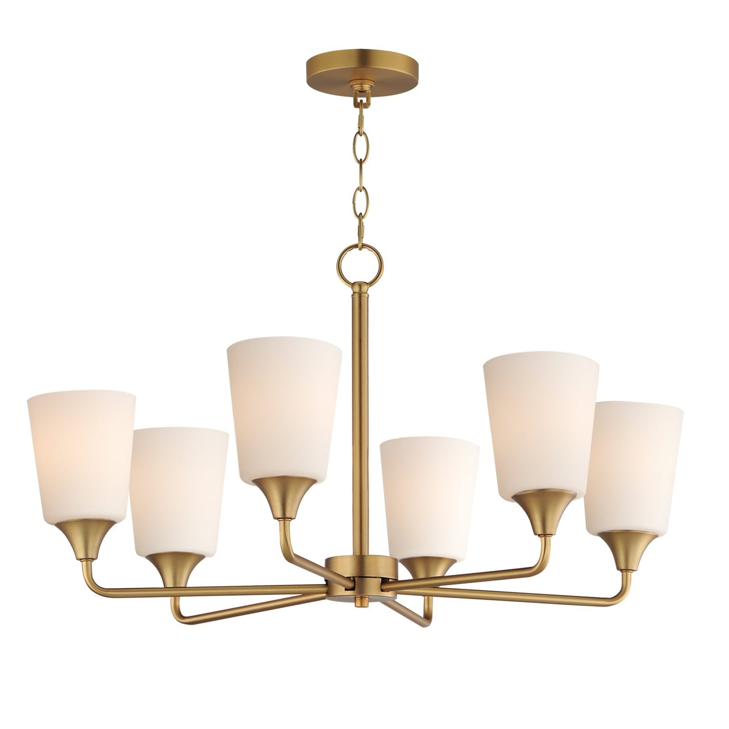Maxim Lighting Hudson 6Lt 19.25" Single-Tier Chandelier, Brs/Wht
