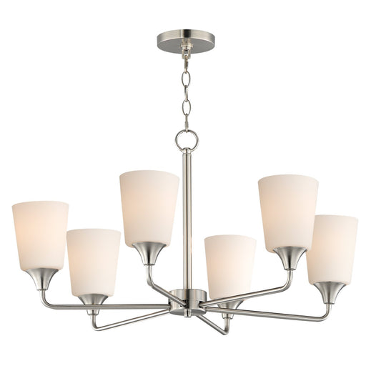 Maxim Lighting Hudson 6Lt 19.25" Single-Tier Chandelier, Nk/Wht