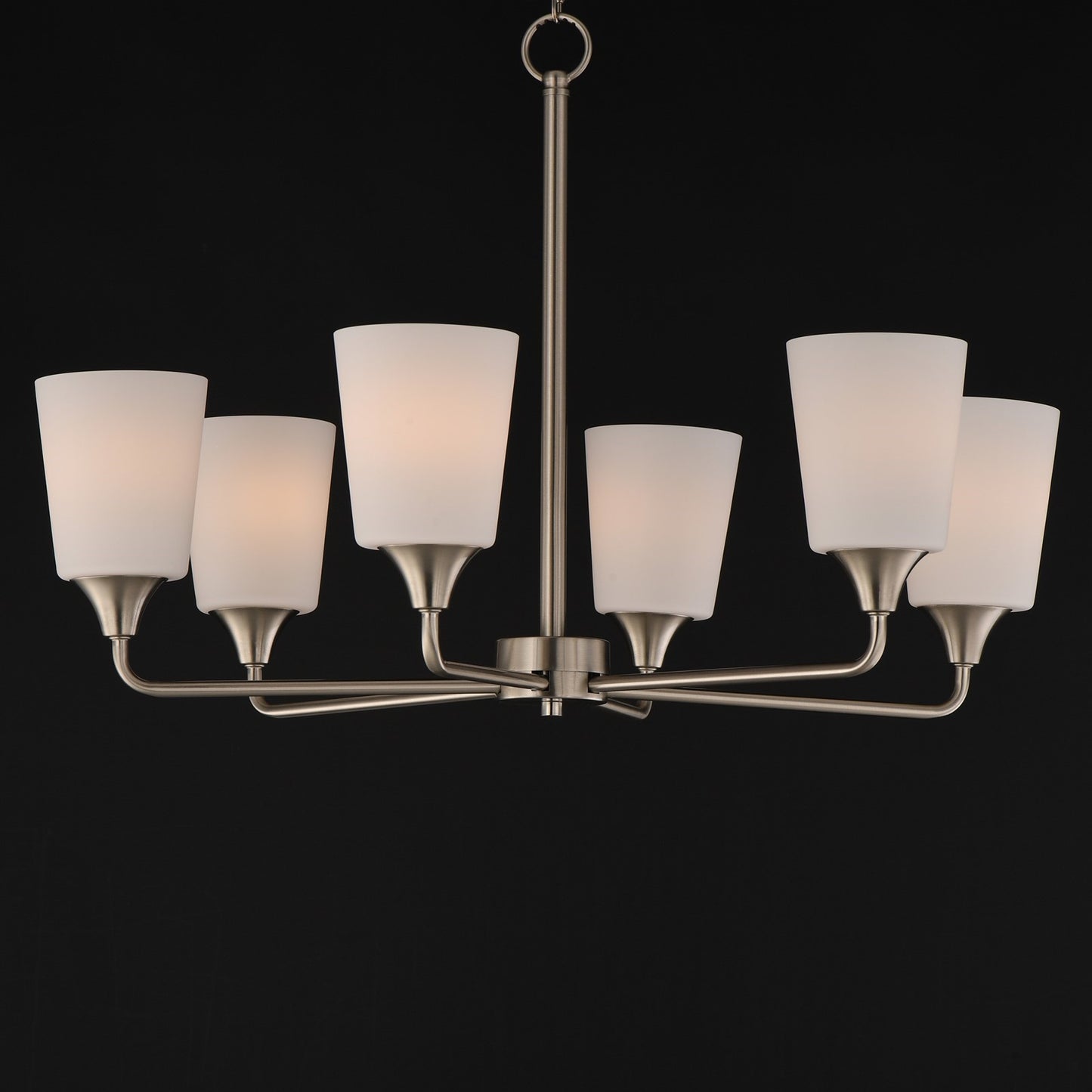 Maxim Lighting Hudson 6Lt 19.25" Single-Tier Chandelier, Nk/Wht