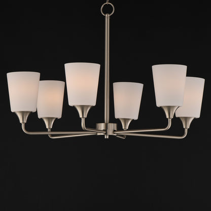 Maxim Lighting Hudson 6Lt 19.25" Single-Tier Chandelier, Nk/Wht