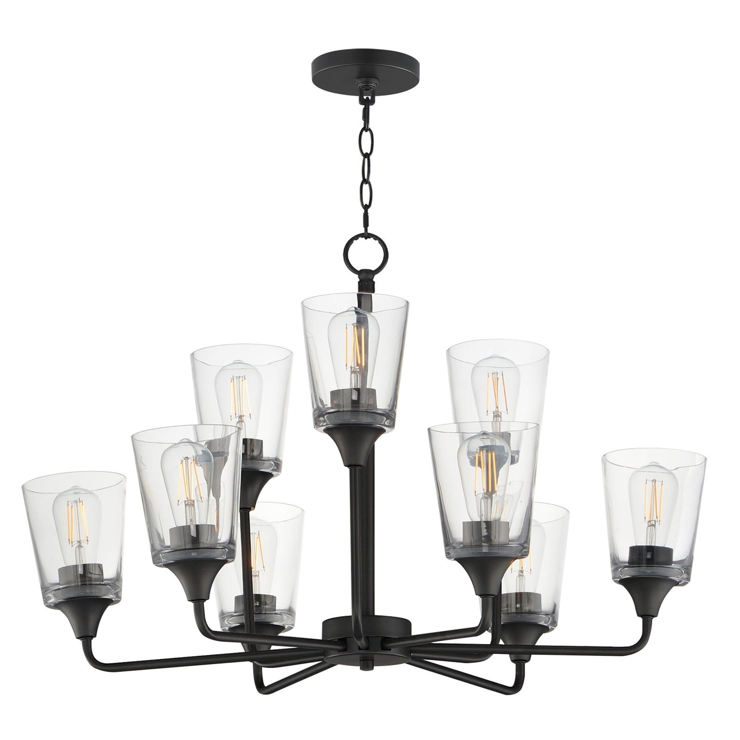Maxim Lighting Hudson 9Lt 19.25" Multi-Tier Chandelier, Black/Clear