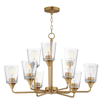 Maxim Lighting Hudson 9Lt 19.25" Multi-Tier Chandelier, Brass/Clear