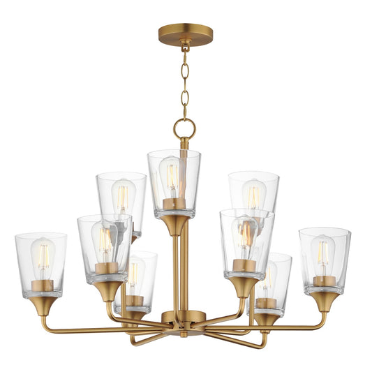 Maxim Lighting Hudson 9Lt 19.25" Multi-Tier Chandelier, Brass/Clear