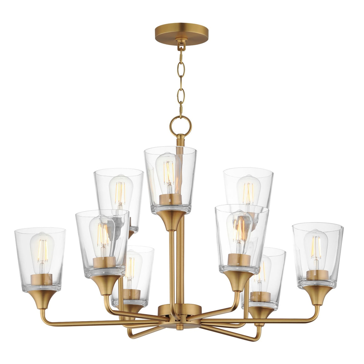 Maxim Lighting Hudson 9Lt 19.25" Multi-Tier Chandelier, Brass/Clear