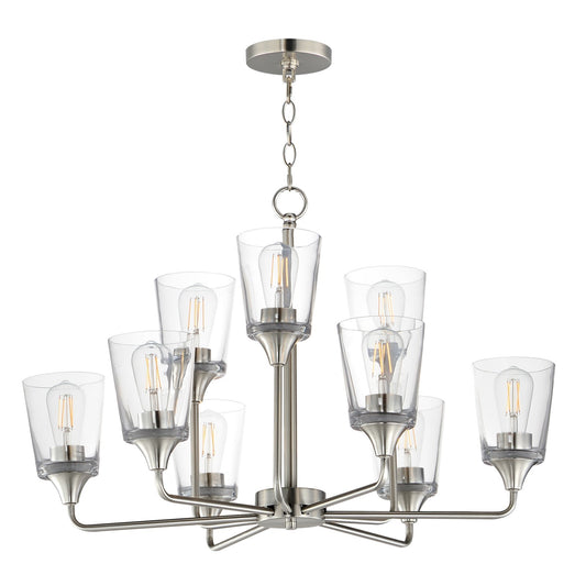 Maxim Lighting Hudson 9Lt 19.25" Multi-Tier Chandelier, Nickel/Clear