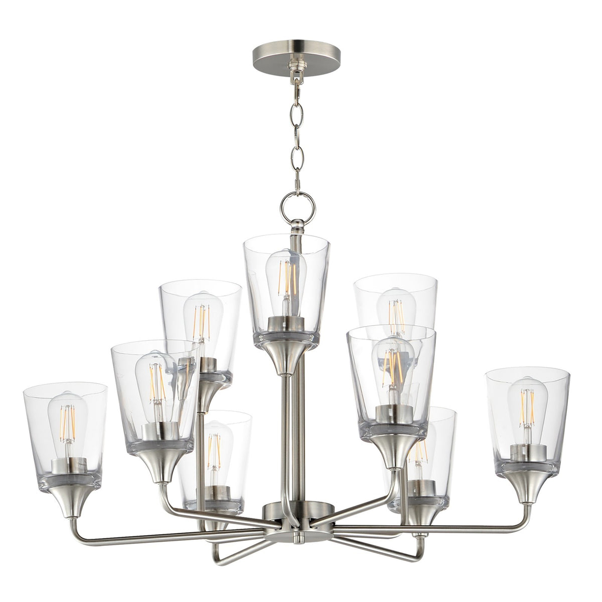 Maxim Lighting Hudson 9Lt 19.25" Multi-Tier Chandelier, Nickel/Clear