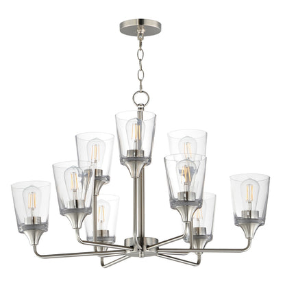 Maxim Lighting Hudson 9Lt 19.25" Multi-Tier Chandelier, Nickel/Clear