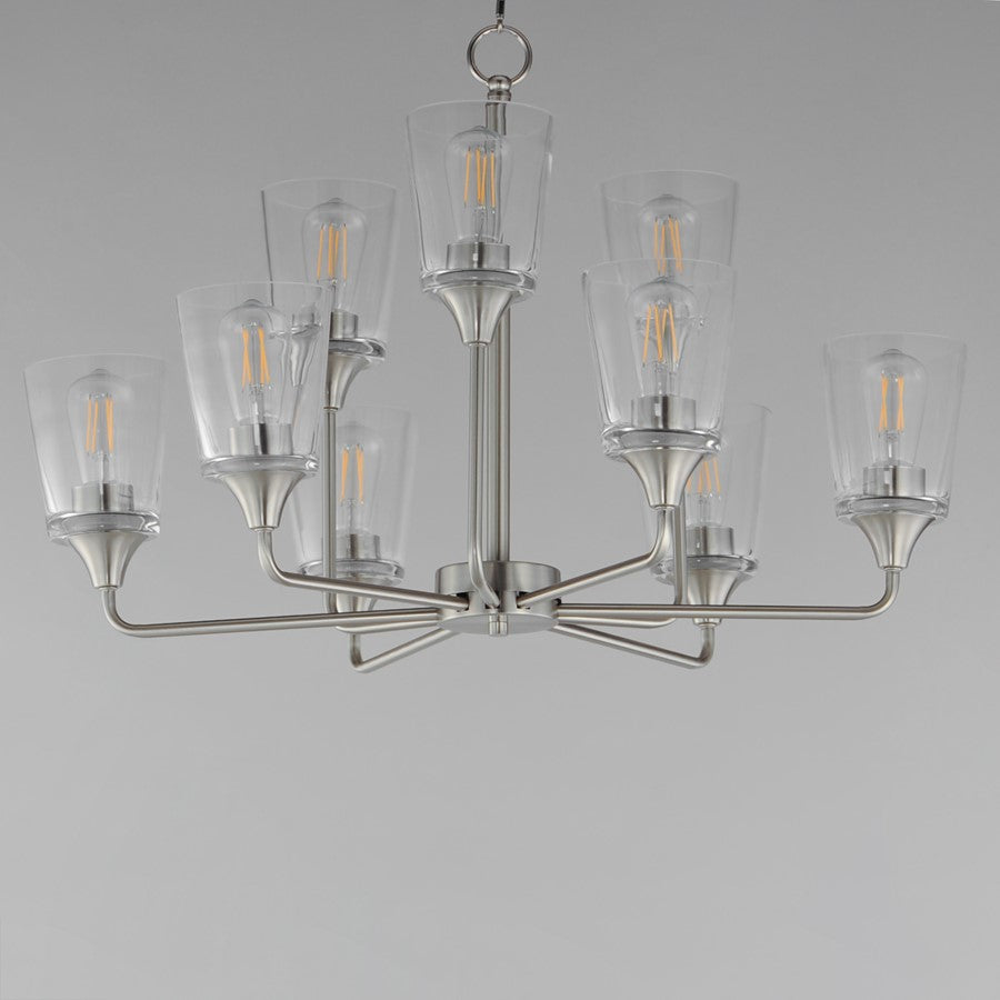 Maxim Lighting Hudson 9Lt 19.25" Multi-Tier Chandelier, Nickel/Clear